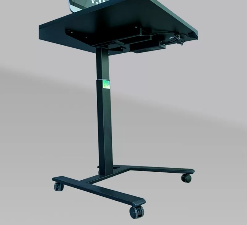 Single Motor Single-column Electric Standing Desk with Wheel